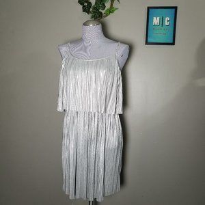 Forever 21 Silver Pleated Sleeveless Party Dress